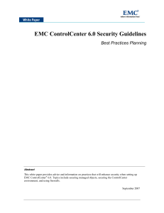 EMC ControlCenter 6.0 Security Guidelines Best