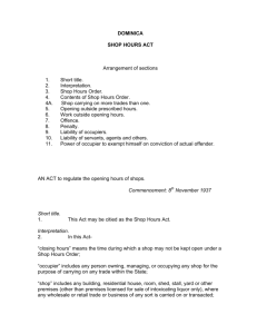 DOMINICA SHOP HOURS ACT Arrangement of sections 1. Short