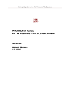 OIR Group Independent Review of the Westminster Police Department