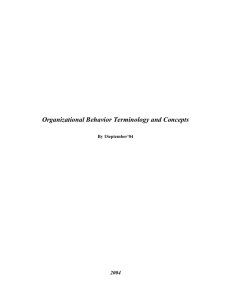 Organizational Behaviour Terminology and Concepts