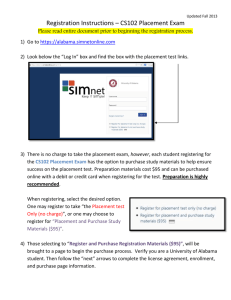 Registration Instructions - CS 102 Placement Assessment