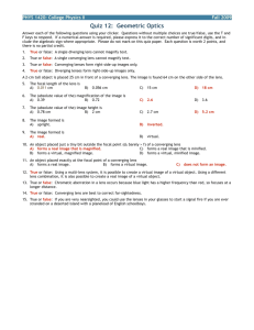 Quiz 12: Geometric Optics