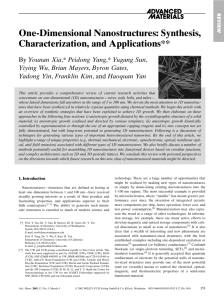 One-Dimensional Nanostructures: Synthesis, Characterization, and