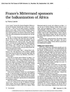 France's Mitterrand Sponsors the Balkanization of Africa