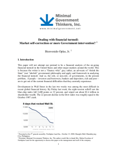 Dealing with financial turmoil - Minimal Government Thinkers, Inc.