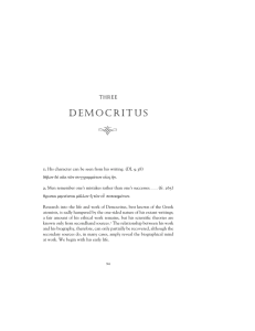 democritus - The University of Michigan Press