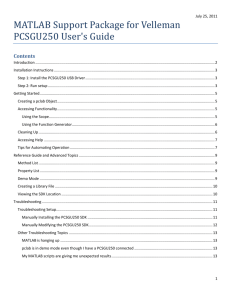 MATLAB Support Package for Velleman PCSGU250 User's Guide
