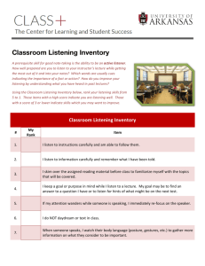 Classroom Listening Inventory