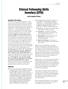 Clinical Fellowship Skills Inventory (CFSI)