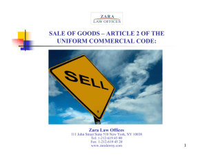 SALE OF GOODS - Zara Law Offices