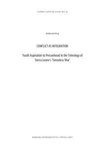 conflict as integration Youth aspiration to Personhood in the