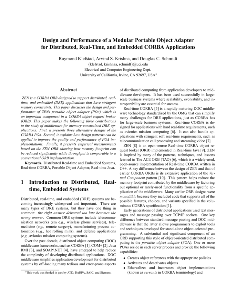 Design and Performance of a Modular Portable Object Adapter for