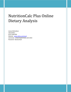 NutritionCalc Plus Online Dietary Analysis