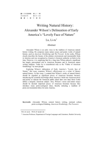 Writing Natural History: Alexander Wilson's Delineation of Early