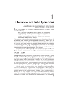 Overview of Club Operations
