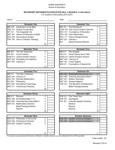 Secondary Mathematics Education (BS Bible and BS Ed)