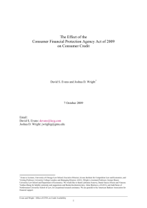 The Effect of the Consumer Financial Protection Agency Act of 2009