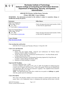 4050-582/782 Wireless Ad-Hoc/Sensor Networks