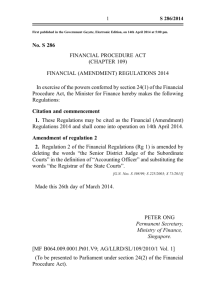No. S 286 FINANCIAL PROCEDURE ACT (CHAPTER 109