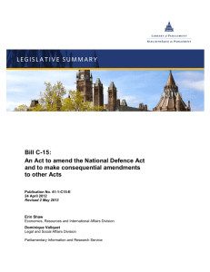 Bill C-15: An Act to amend the National Defence Act and to make