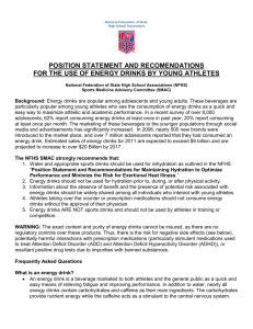 position statement and recomendations for the use of energy drinks