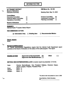 Internal Audit 3rd Quarter Status Report