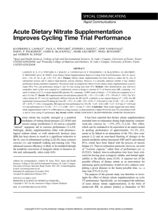 Acute Dietary Nitrate Supplementation Improves Cycling - Beet-It