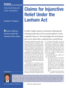 Claims for Injunctive Relief Under the Lanham Act