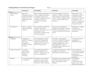 Grading Rubric for Classification Papers Name: