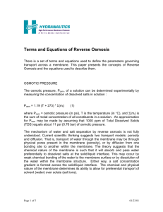 Terms and Equations of Reverse Osmosis