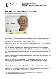 NUS, SMU honour late Mdm Kwa Geok Choo