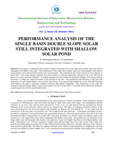 performance analysis of the single basin double slope solar still