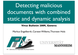 Detecting malicious documents with combined static and dynamic