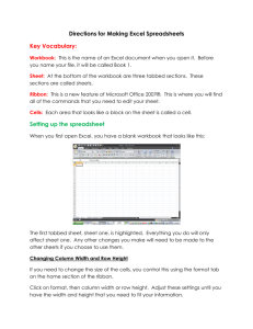 Directions for Making Excel Spreadsheets Key Vocabulary: Setting
