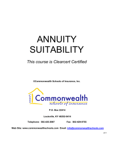 annuity suitability - Commonwealth Schools of Insurance