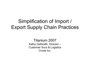 Simplification of Import / Simplification of Import / Export Supply