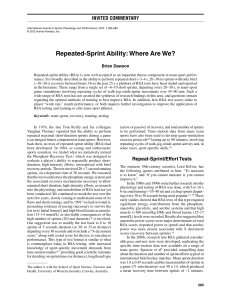 Repeated-Sprint Ability: Where Are We?