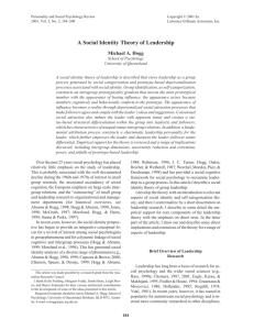 A Social Identity Theory of Leadership