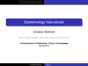Topic 6: Epistemology naturalized