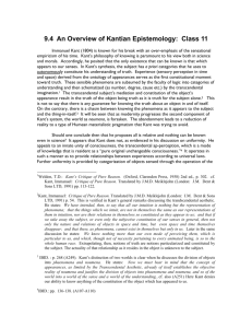 9.4 An Overview of Kantian Epistemology: Class 11