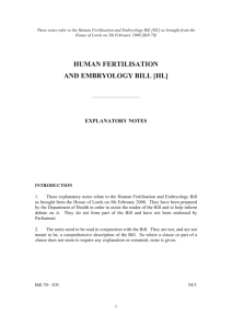 human fertilisation and embryology bill [hl] explanatory notes