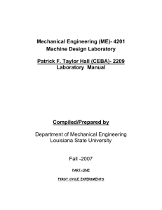 Mechanical Engineering (ME)- 4201 Machine Design Laboratory