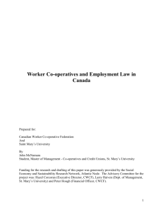 Worker Co-operatives and Employment Law in Canada