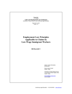 Employment Law Principles Applicable to Claims by Low