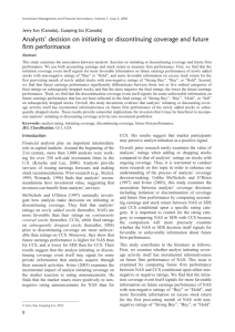 Analysts' decision on initiating or discontinuing coverage and future