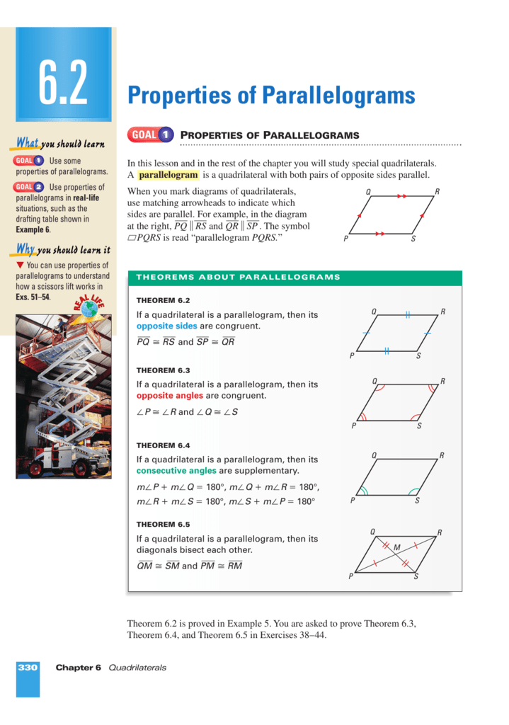 Properties Of Parallelograms
