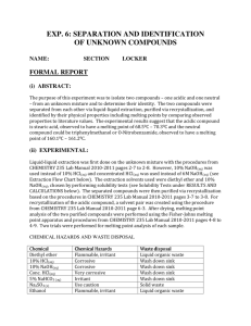 exp. 6: separation and identification of unknown compounds
