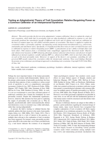 Testing an Adaptationist Theory of Trait Covariation