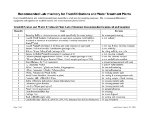 Water Treatment Plant Lab Supply Inventory