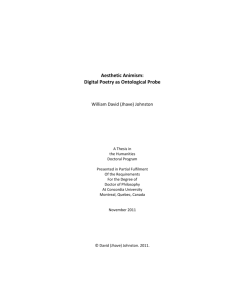 Aesthetic Animism: Digital Poetry as Ontological Probe